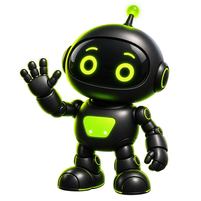 Black Bot waving hello