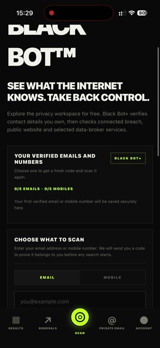 Black Bot verified scan controls